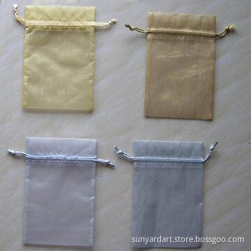 Organza Cosmetic Bag with Metallic Cord Drawstring